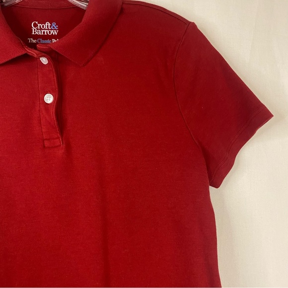 CROFT & BARROW® Essential Classic Short Sleeve Collared Shirt Red Size Small - Picture 6 of 13